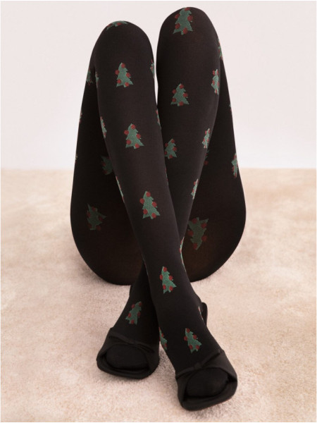 Weihnachtsstrumpfhose mit Weihnachtsbäumen Fiore So Quiet 60 den