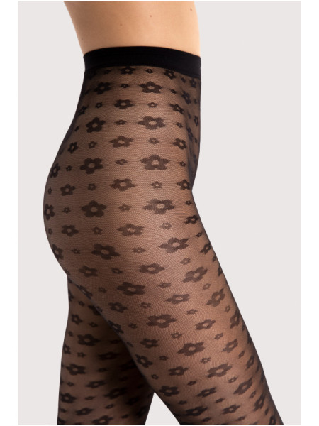 Fiore Footloose Damenstrumpfhose mit Blumen und Netz 2