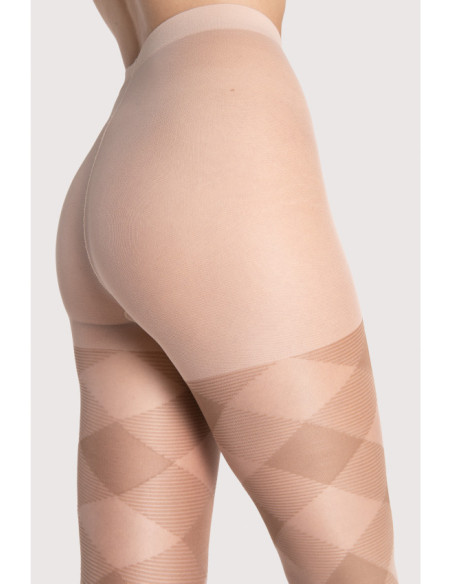 Beige karierte Damenstrumpfhose Fiore Alex