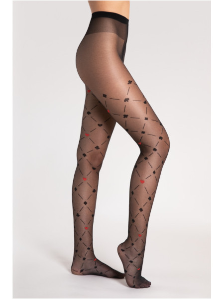 Fiore Poker gemusterte Strumpfhose 40 DEN Kartenmuster