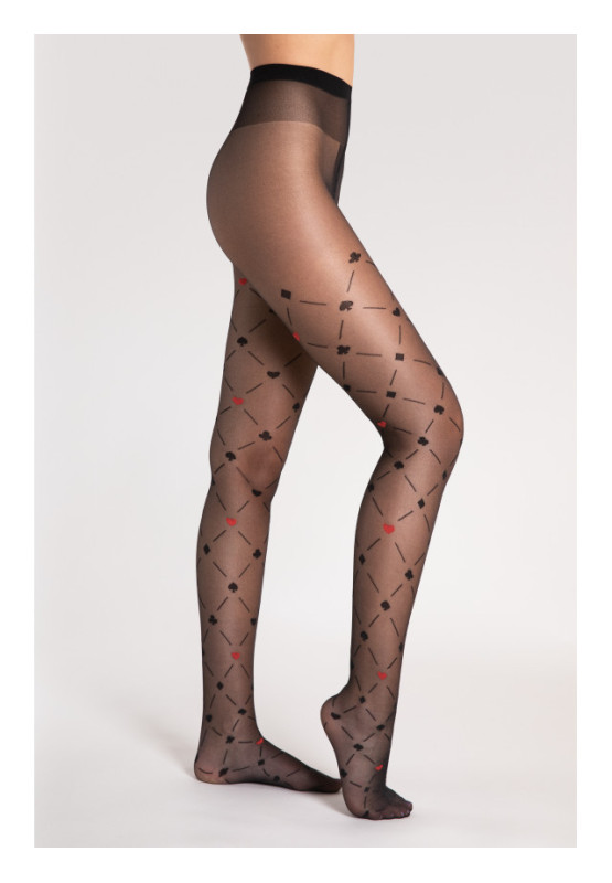 Fiore Poker gemusterte Strumpfhose 40 DEN Kartenmuster