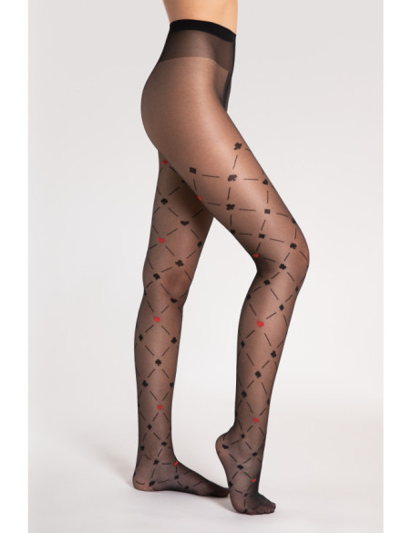 Fiore Poker gemusterte Strumpfhose 40 DEN Kartenmuster