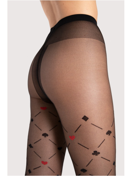 Fiore Poker gemusterte Strumpfhose 40 DEN Kartenmuster 2