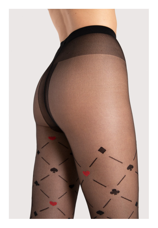 Fiore Poker gemusterte Strumpfhose 40 DEN Kartenmuster