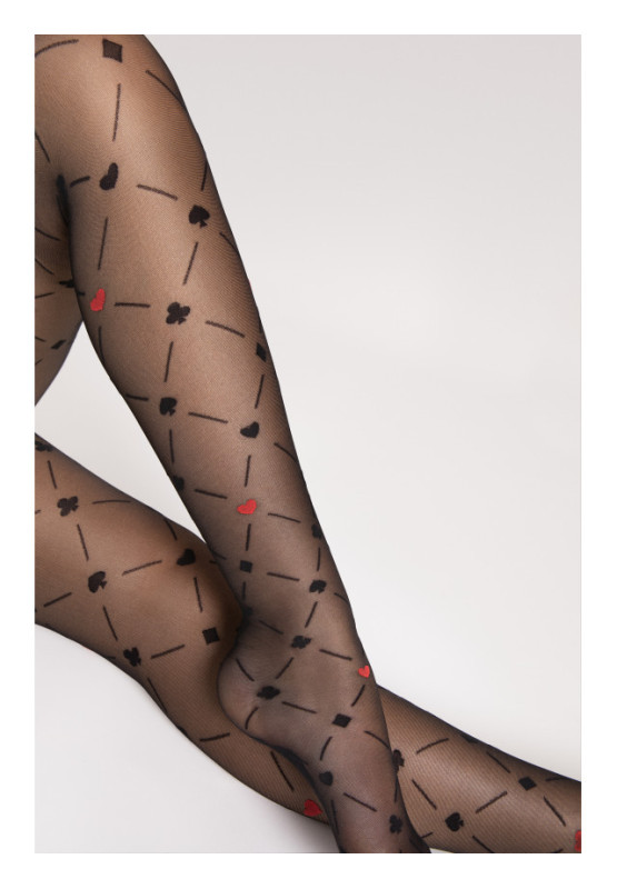 Fiore Poker gemusterte Strumpfhose 40 DEN Kartenmuster