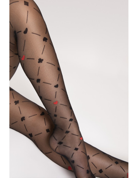 Fiore Poker gemusterte Strumpfhose 40 DEN Kartenmuster