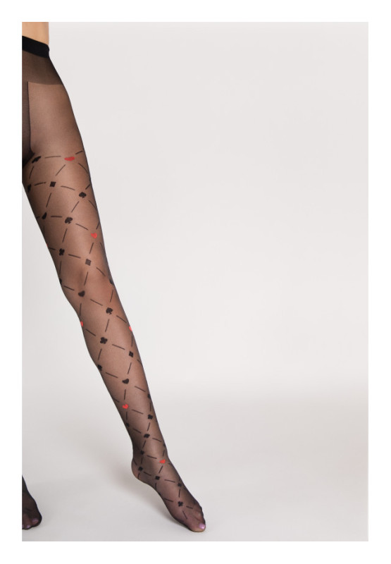 Fiore Poker gemusterte Strumpfhose 40 DEN Kartenmuster