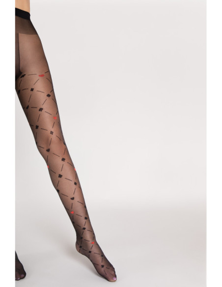 Fiore Poker gemusterte Strumpfhose 40 DEN Kartenmuster