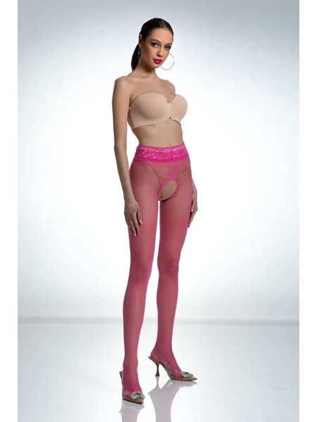 Pinkfarbene Amour Hip Lace-Strumpfhose mit offenem Schritt 2
