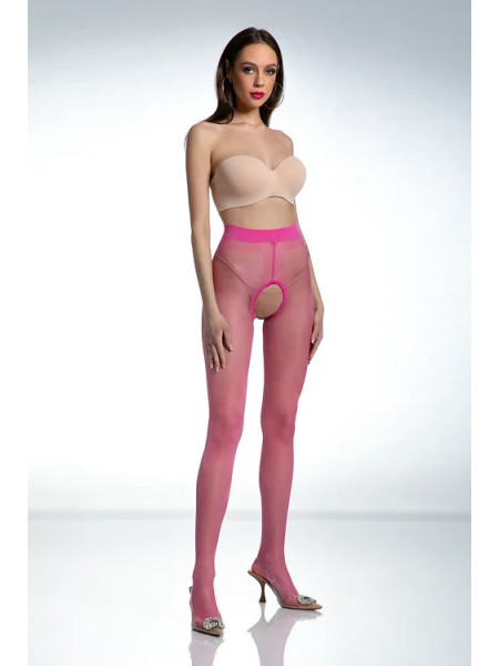 Amour Hip Gloss Rosa glänzende Strumpfhose mit Loch 2