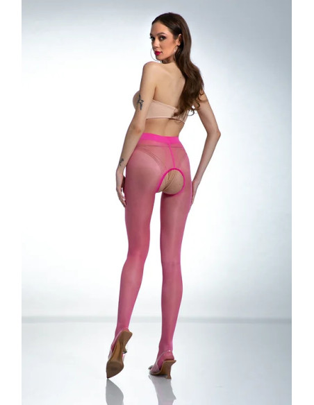 Amour Hip Gloss Rosa glänzende Strumpfhose mit Loch
