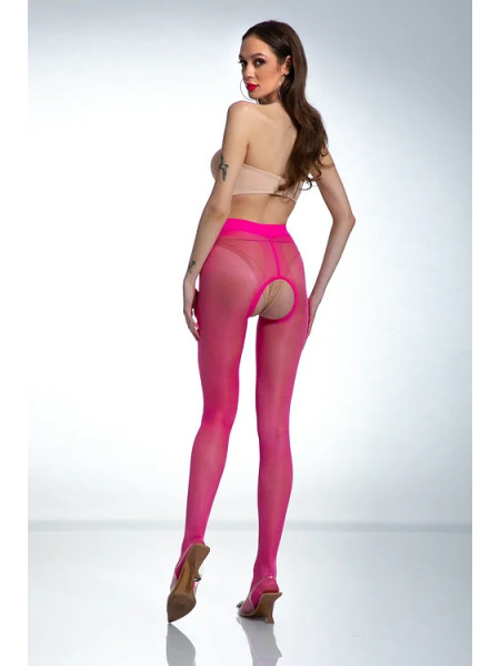 Amour Hip Gloss glänzende rosa Strumpfhose mit Loch 2