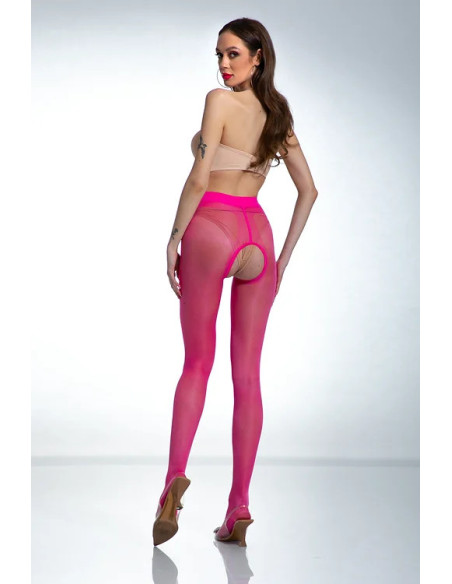 Amour Hip Gloss glänzende rosa Strumpfhose mit Loch