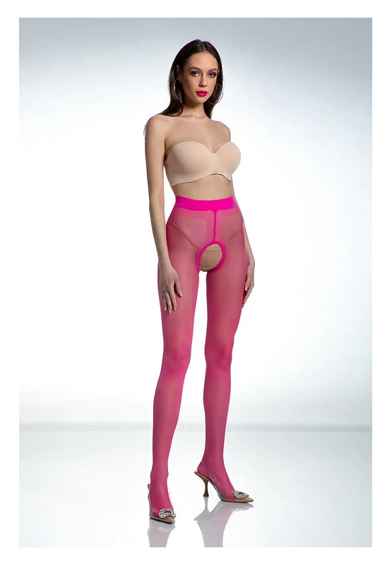 Amour Hip Gloss glänzende rosa Strumpfhose mit Loch