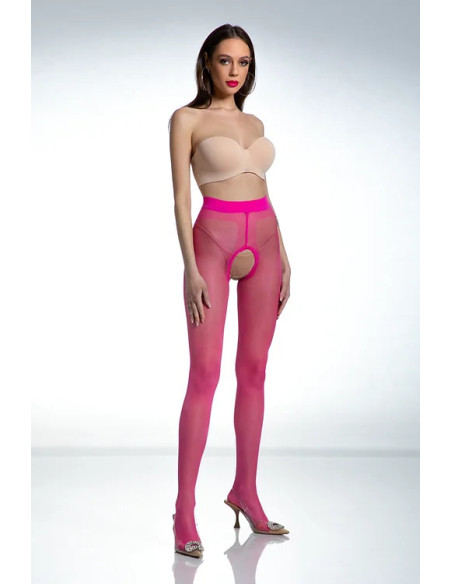 Amour Hip Gloss glänzende rosa Strumpfhose mit Loch