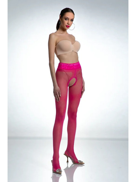 Pinkfarbene Amour Hip Lace-Strumpfhose mit offenem Schritt 2