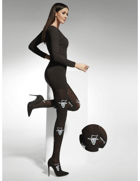 Schwarze Halloween-Strumpfhose SKULLS 40den