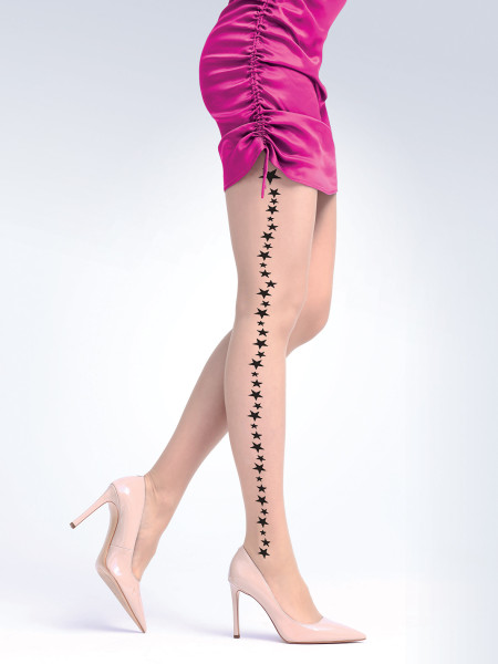 Damenstrumpfhose mit seitlichem Sternmuster NOQ Starlight 20 den