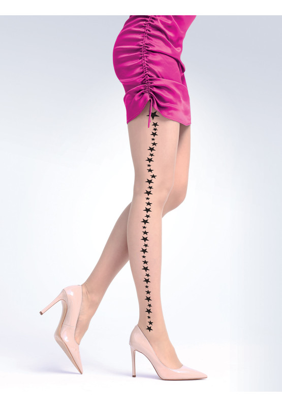 Damenstrumpfhose mit seitlichem Sternmuster NOQ Starlight 20 den