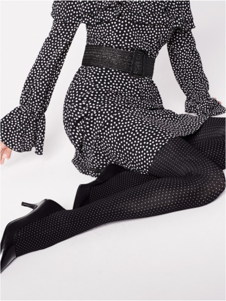 Schwarze Strumpfhose BUONA SERA 40 den mit weißen Punkten Fiore