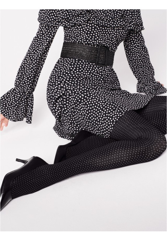 Schwarze Strumpfhose BUONA SERA 40 den mit weißen Punkten Fiore