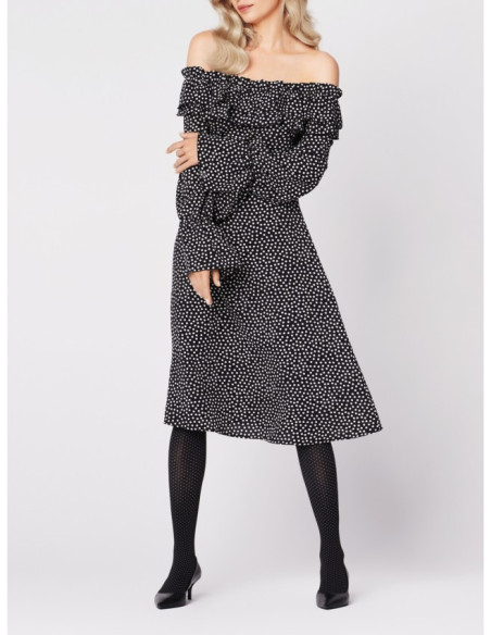 Schwarze Strumpfhose BUONA SERA 40 den mit weißen Punkten Fiore
