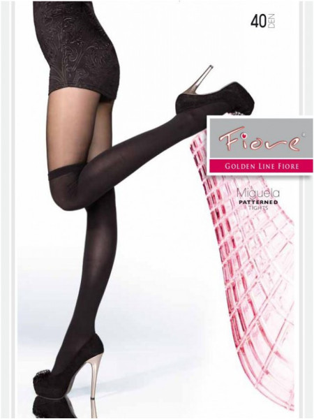 Schwarze Strumpfhose imitiert die Strümpfe Fiore Miguela, 40 DEN