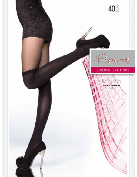 Schwarze Strumpfhose imitiert die Strümpfe Fiore Miguela, 40 DEN