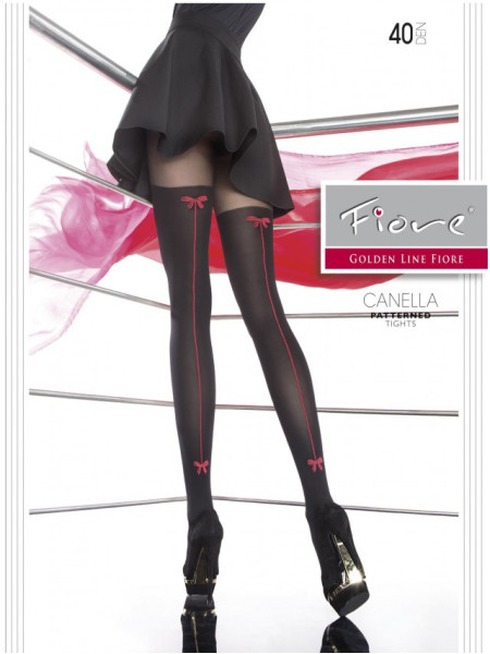Schwarze Damenstrumpfhose rote Naht 40 den Fiore