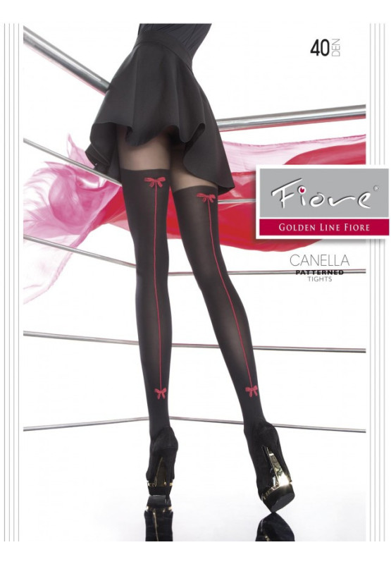 Schwarze Damenstrumpfhose rote Naht 40 den Fiore