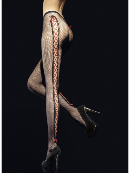 Sexy Fiore Netzstrumpfhose mit einem Band gebunden