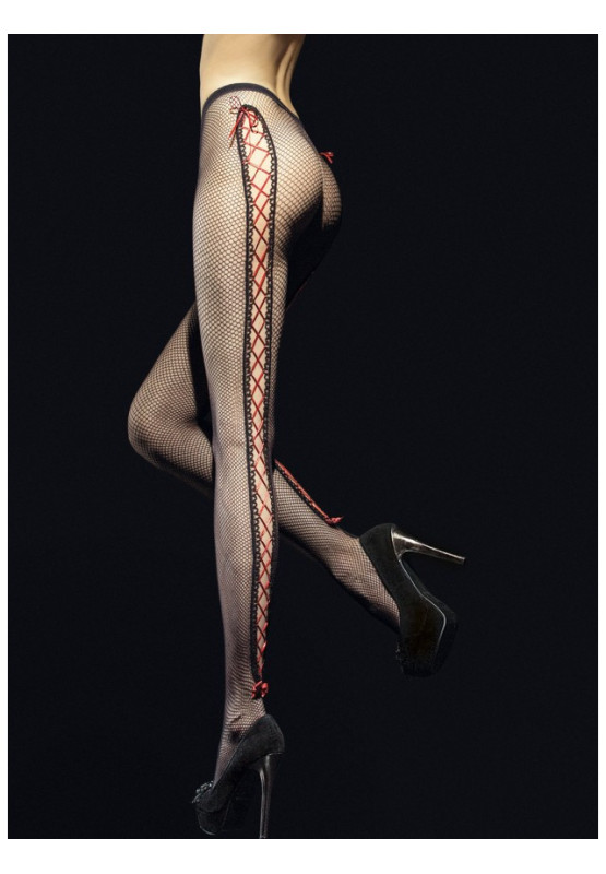 Sexy Fiore Netzstrumpfhose mit einem Band gebunden