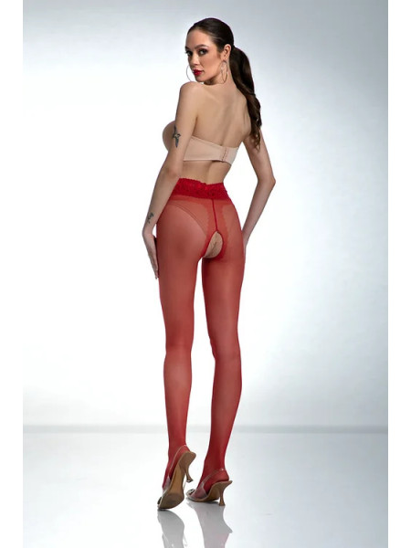 Rote Amour Hip Lace-Strumpfhose mit Loch im Schritt und Spitze 2