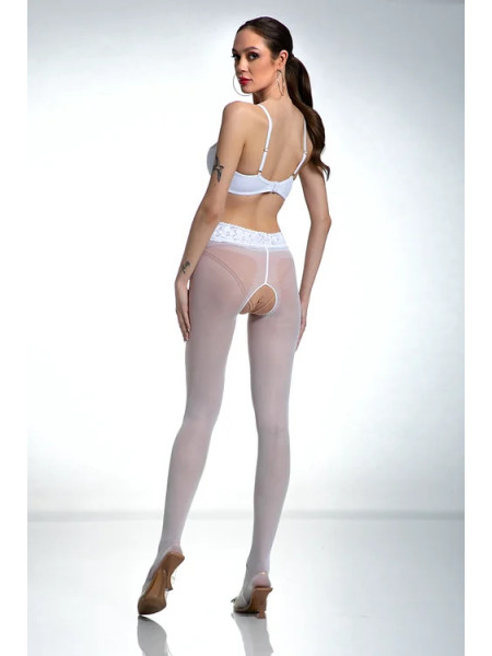 Weiße Amour Hip Lace-Strumpfhose mit Loch im Schritt und Spitze 2