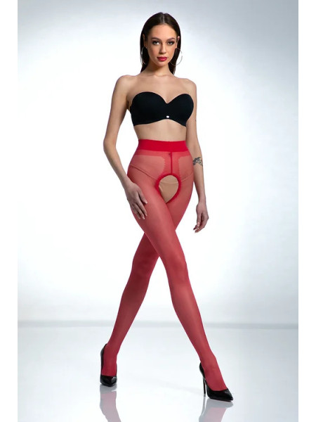 Red Amour Hip Gloss Strumpfhose mit Loch im Schritt, glänzend