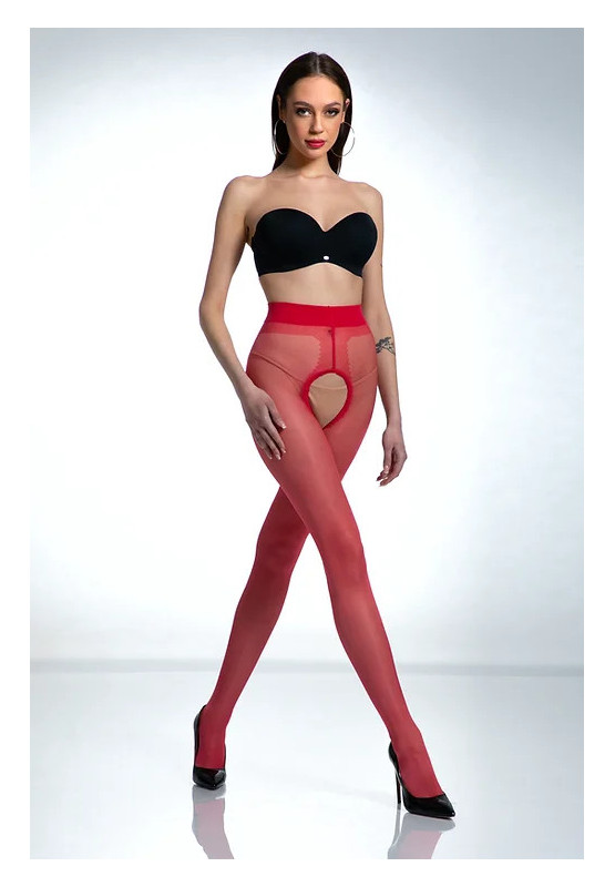 Red Amour Hip Gloss Strumpfhose mit Loch im Schritt, glänzend