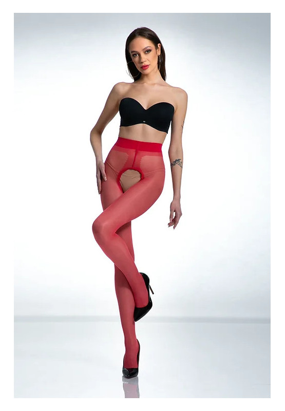 Red Amour Hip Gloss Strumpfhose mit Loch im Schritt, glänzend