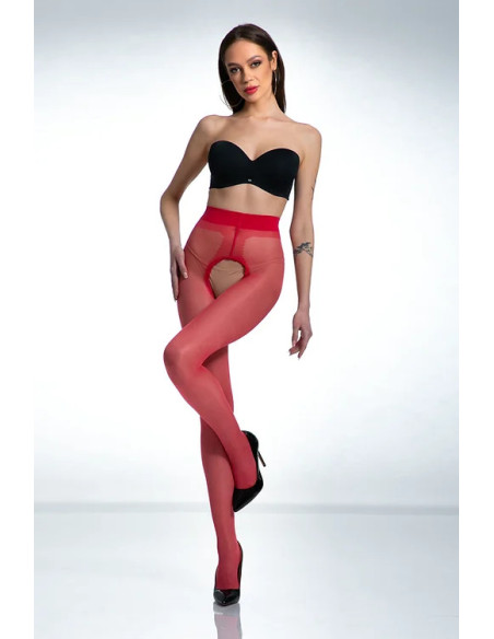 Red Amour Hip Gloss Strumpfhose mit Loch im Schritt, glänzend
