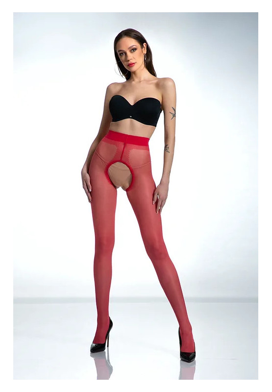 Red Amour Hip Gloss Strumpfhose mit Loch im Schritt, glänzend