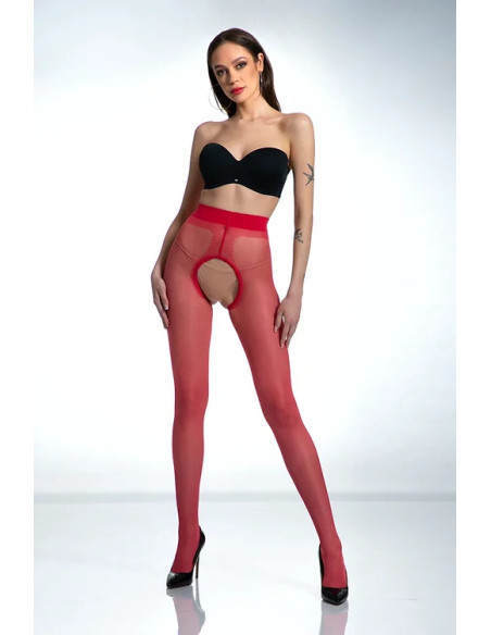 Red Amour Hip Gloss Strumpfhose mit Loch im Schritt, glänzend