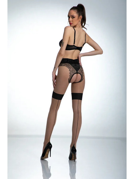 Beigefarbene Amour Diva-Strumpfhose mit Loch im Schritt