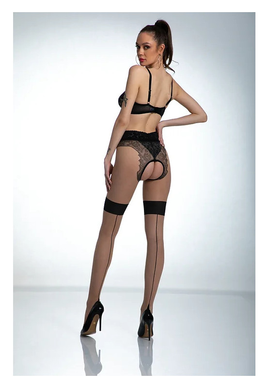 Beigefarbene Amour Diva-Strumpfhose mit Loch im Schritt