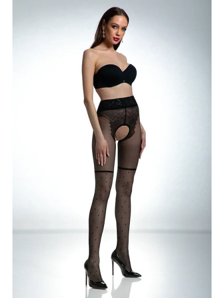Schwarze Amour Lolita-Strumpfhose im Strümpfe-Stil mit Loch im Schritt