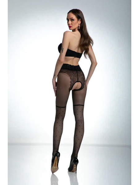 Schwarze Amour Lolita-Strumpfhose im Strümpfe-Stil mit Loch im Schritt 2