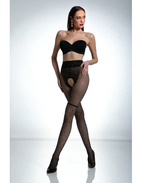 Schwarze Amour Lolita-Strumpfhose im Strümpfe-Stil mit Loch im Schritt