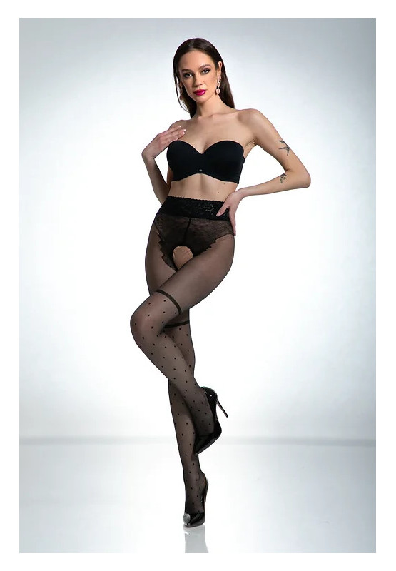 Schwarze Amour Lolita-Strumpfhose im Strümpfe-Stil mit Loch im Schritt