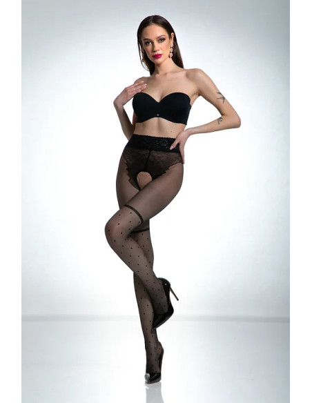 Schwarze Amour Lolita-Strumpfhose im Strümpfe-Stil mit Loch im Schritt