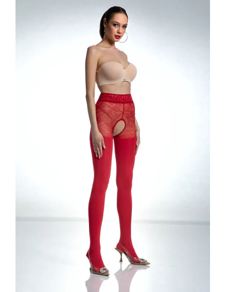 Rote Strumpfhose mit offenem Schritt Amour Red 80 DEN