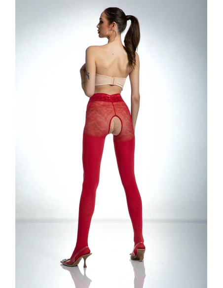 Rote Strumpfhose mit offenem Schritt Amour Red 80 DEN