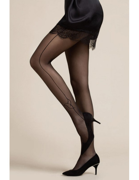 Schwarze glatte Strumpfhose Fiore Nada mit Seitennaht